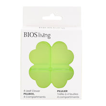 Load image into Gallery viewer, 4 Leaf Clover Pillbox in Green Front Packaging Photo