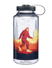 Charger l'image dans la galerie, Clear water bottle with a red Sasquatch design on a white background