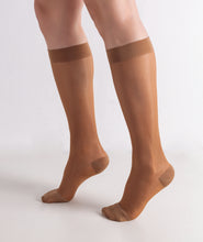 Load image into Gallery viewer, Women's Compression Knee Socks 15-20 mm Hg, Beige Side Photo