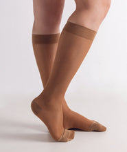 Load image into Gallery viewer, Women&#39;s Compression Knee Socks 20-30 mm Hg, Beige Application Photo
