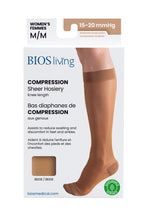 Load image into Gallery viewer, Women&#39;s Compression Knee Socks 15-20 mm Hg, Beige Front Packaging Photo
