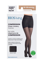 Charger l'image dans la galerie, Women's Compression Pantyhose 15-32mm Hg, Black Front Packaging Photo