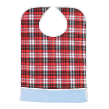 Load image into Gallery viewer, Red Plaid Clothing Protector Crumb Catcher Image