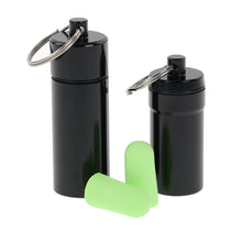 Load image into Gallery viewer, green tapered foam ear plugs with keychains