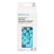 blue tapered earplugs in packaging
