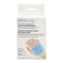 Load image into Gallery viewer, Blue Metal Detectable Large Patch Bandages Front Package Image