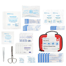 Load image into Gallery viewer, 75 pieces first aid kit contents image