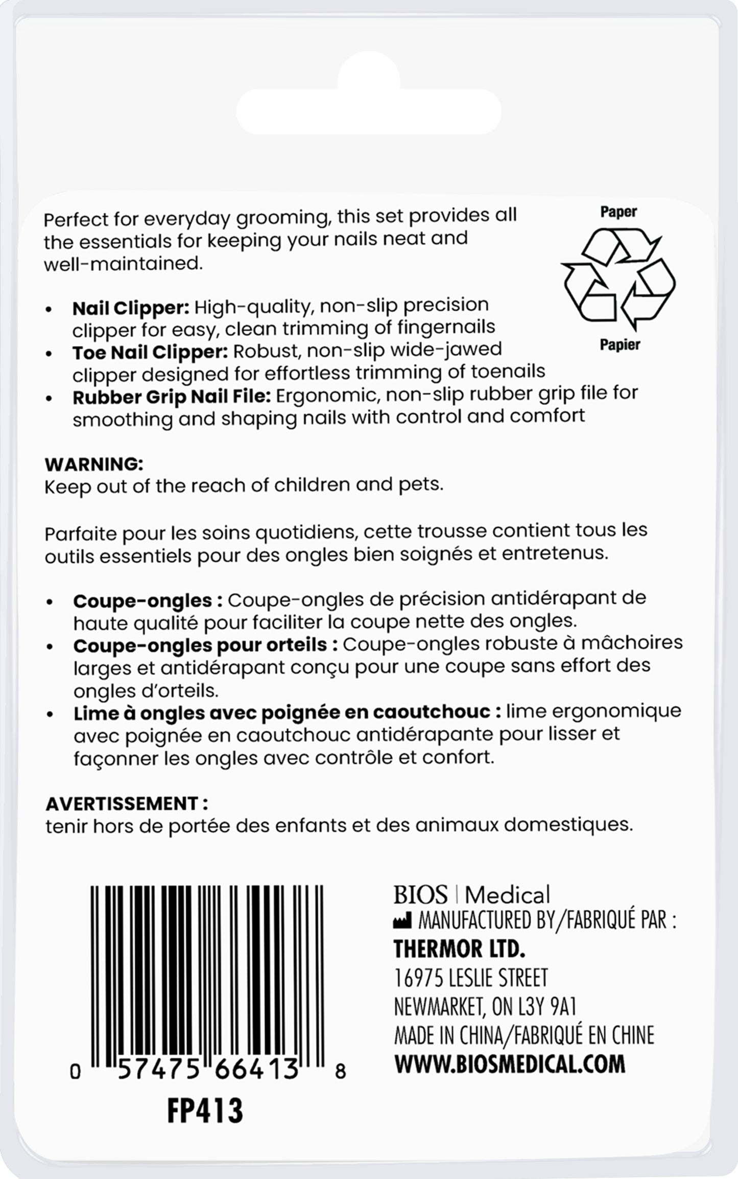 Pedicure Set pkg back