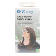 Load image into Gallery viewer, front view of the package of wrap around glasses