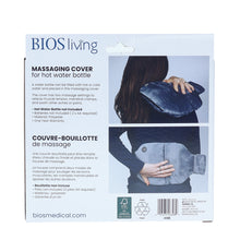 Load image into Gallery viewer, back view of the packaging of the cover for hot water bottle
