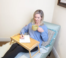 Charger l'image dans la galerie, person using the breakfast tray to write notes