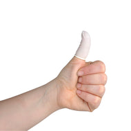 finger cot on a thumb