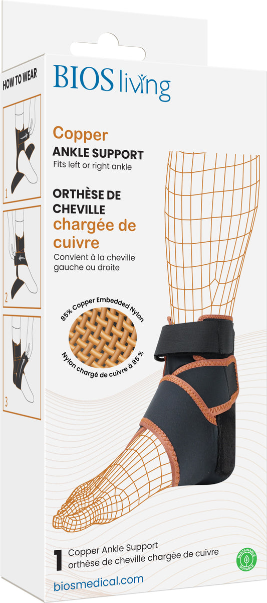 Orthèse de cheville chargée de cuivre