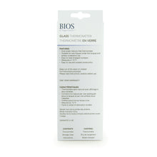 Load image into Gallery viewer, Mercury Free Glass fever Thermometer back of retail package