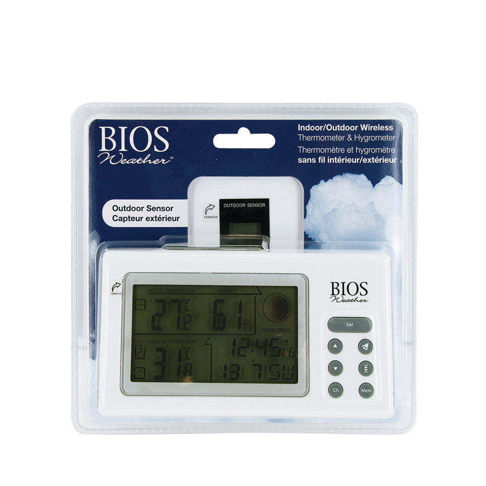 Thermomètre numérique sans fil intérieur/extérieur avec alarme de BIOS  (357BC) - Argenté-noir