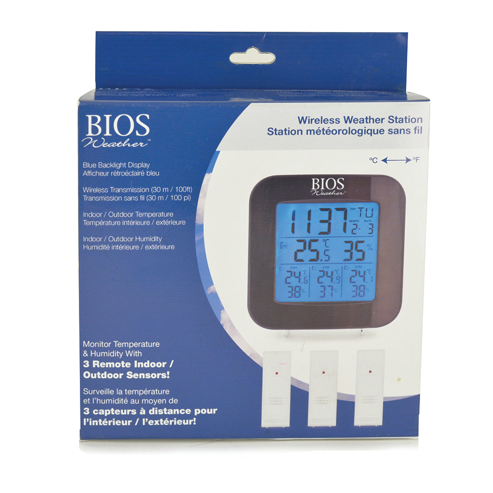 BIOS 315BC Thermomètre sans fil intérieur/extérieur, Sans contact,  Analogique, 31-158°F (-35-70°C)