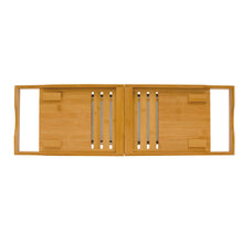 Load image into Gallery viewer, Bottom view of the Bamboo Bathtub Caddy, closed