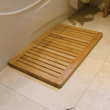 Load image into Gallery viewer, Bamboo Shower Crate Mat on bathroom floor