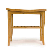 Charger l'image dans la galerie, Bamboo Shower Bench and shelf front view