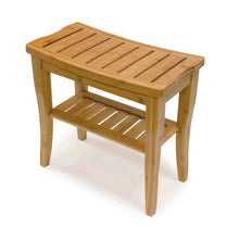Load image into Gallery viewer, Bamboo Shower Bench on angle
