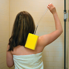 Load image into Gallery viewer, LF357 Long Handled Sponge Brush in use in shower