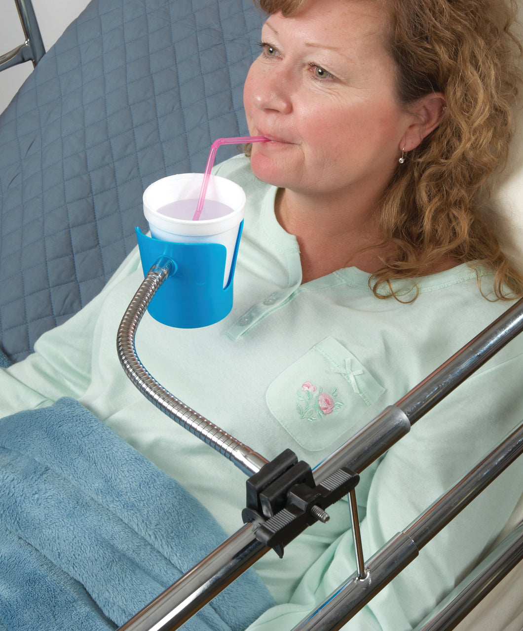 Bedside Beverage Holder being used by a patient