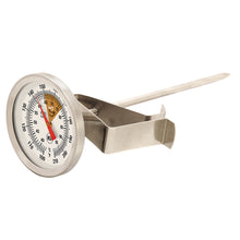 Load image into Gallery viewer, side view of the Cappuccino thermometer with its pan clip on the side
