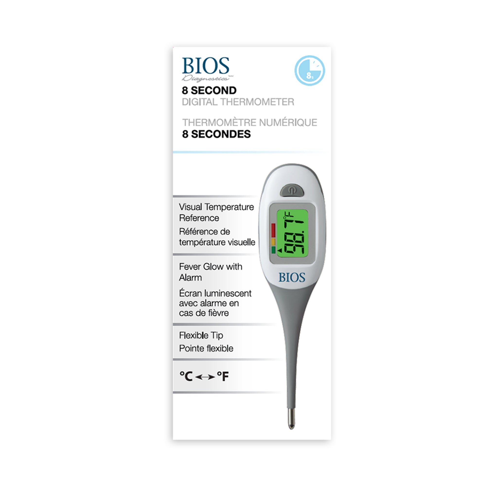 Thermomètre numérique 8 secondes – BIOS Medical
