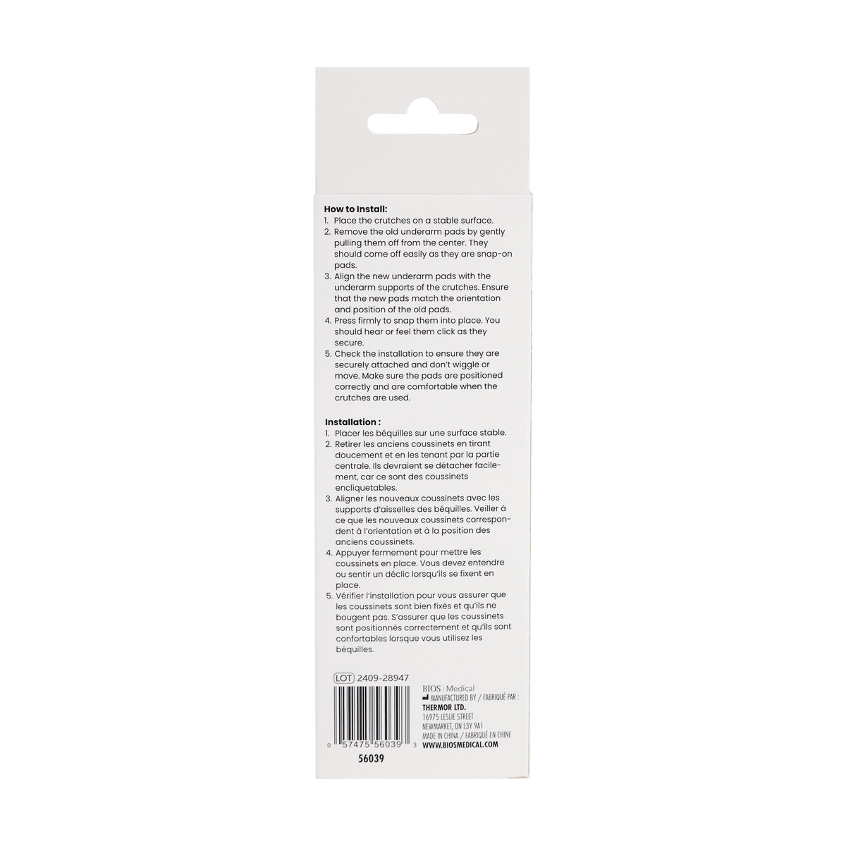 Replacement Crutch Underarm Pads Packaging Back