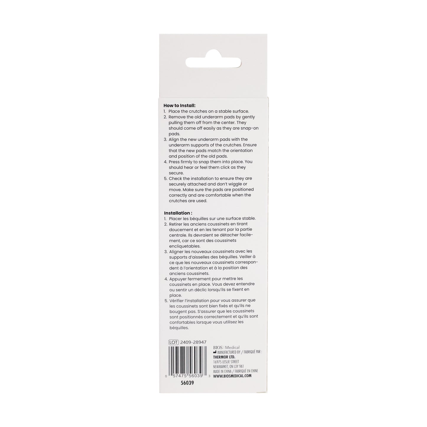 Replacement Crutch Underarm Pads Packaging Back