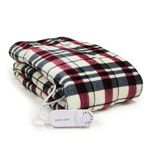 Load image into Gallery viewer, Microplush Heated throw in Linen Plaid style
