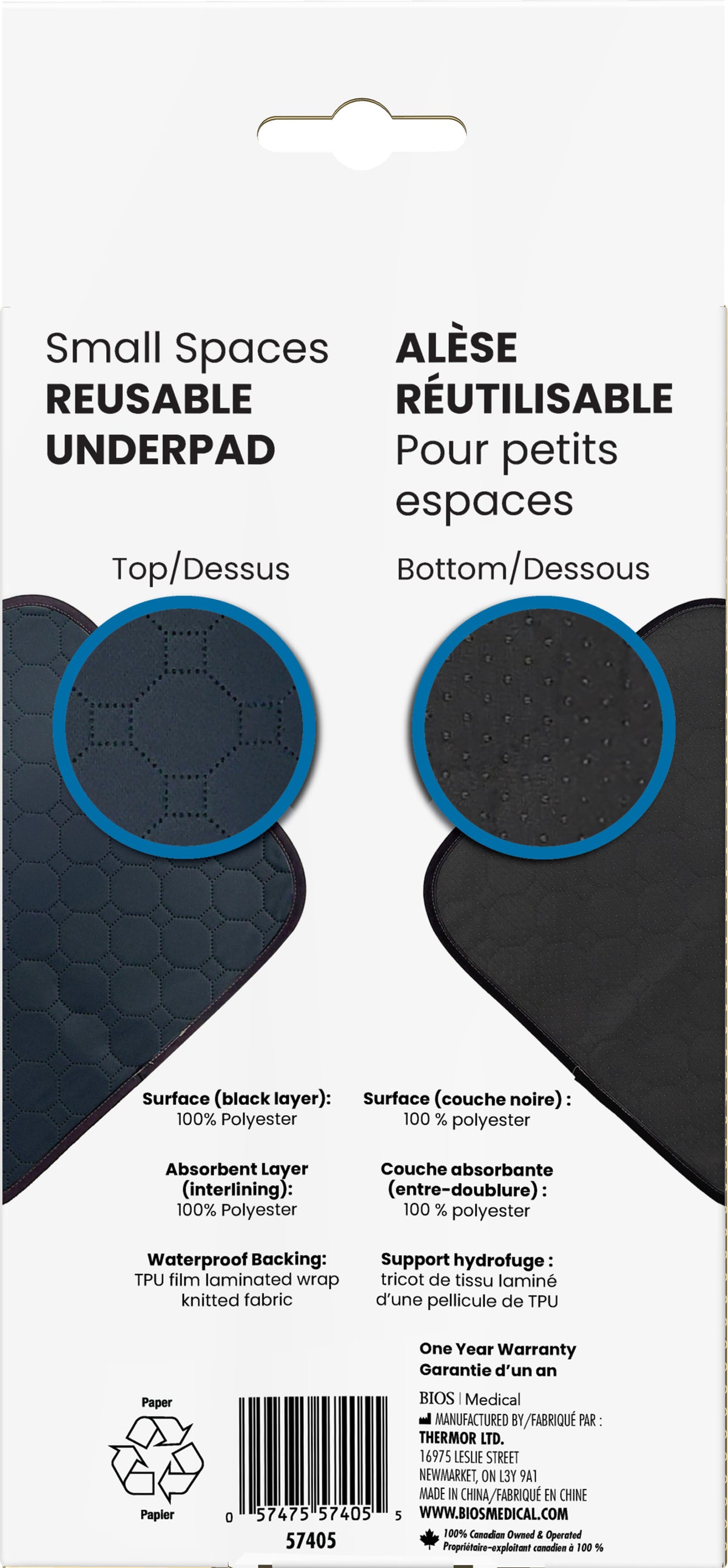 Small Spaces Reusable Underpad pkg back