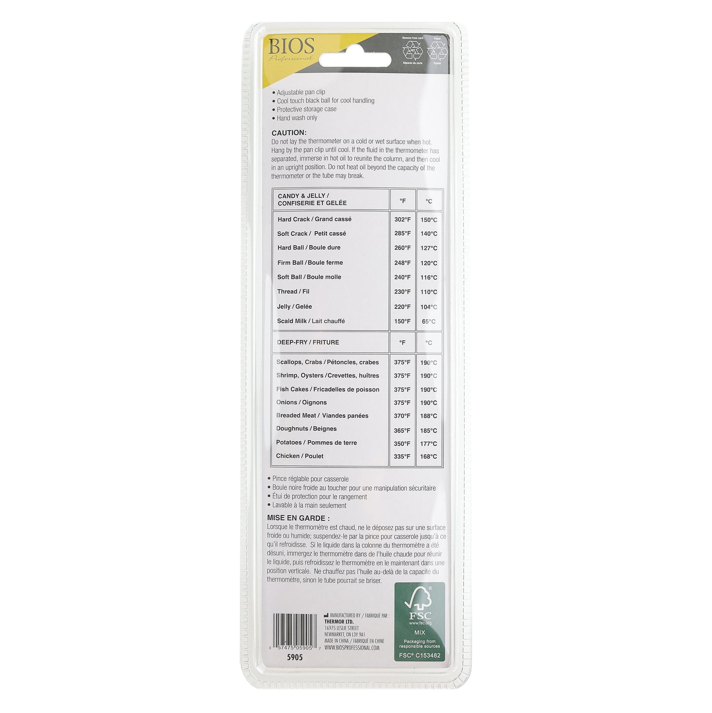 Candy / Deep Fry Thermometer Packaging back
