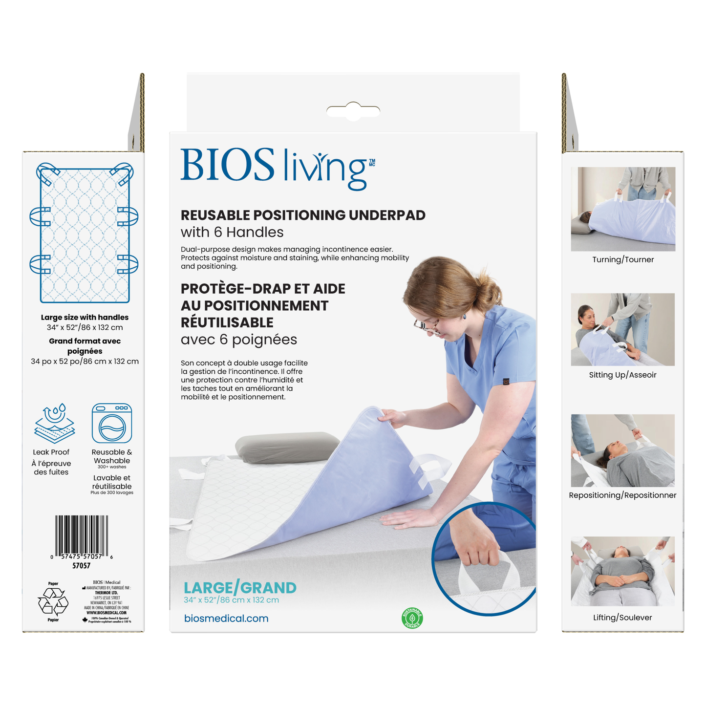 Reusable Positioning Underpad with 6 handles - Large