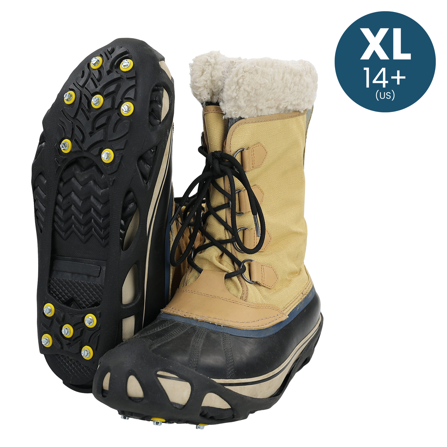 Semelles avec crampons antidérapants sur la neige