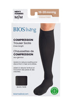 Load image into Gallery viewer, Men&#39;s Compression Trouser Socks 15-20 mm Hg, Black Packaging Photo
