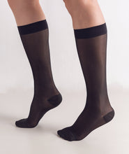 Load image into Gallery viewer, Women&#39;s Compression Knee Socks 15-20 mm Hg, Black Side Photo

