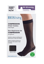 Load image into Gallery viewer, Women&#39;s Compression Knee Socks 20-30 mm Hg, Black Front Packaging Photo
