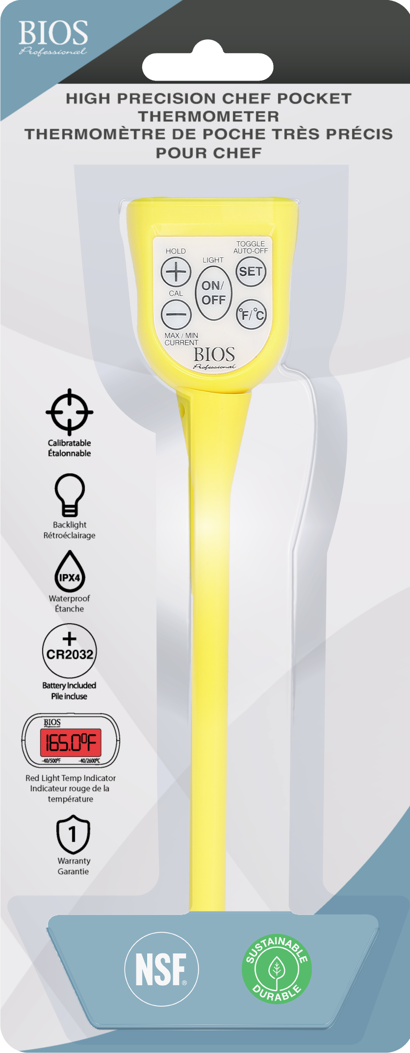 Chef Pocket Thermometer - Yellow in packaging