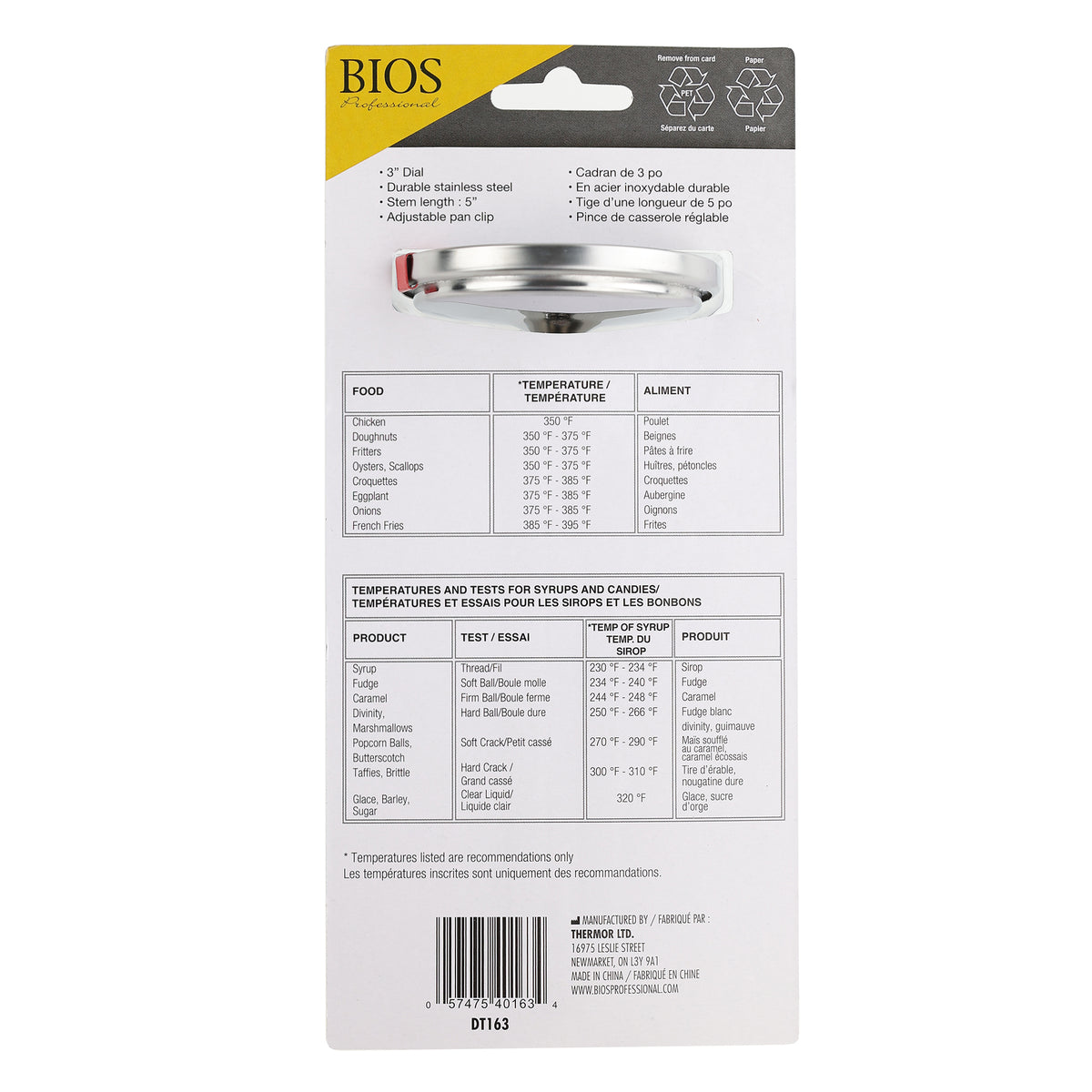Candy & Deep Fry Thermometer packaging back