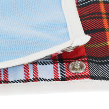 Load image into Gallery viewer, Red Plaid Clothing Protector Close Up Button Image
