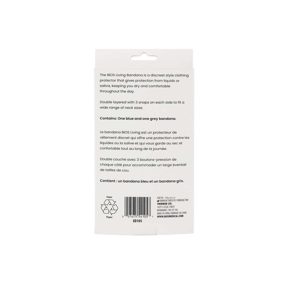 BANDANA CLOTHING PROTECTORS (2 PACK) PACKAGE BACK
