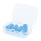 blue tapered foam ear plugs in a case