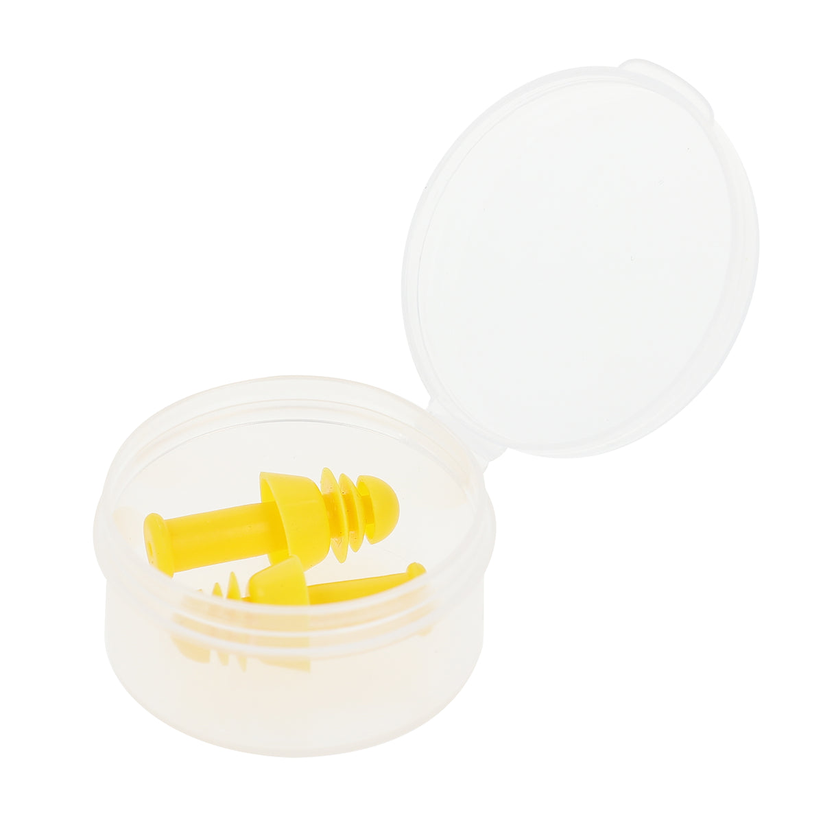 adult yellow silicone ear plugs in a case