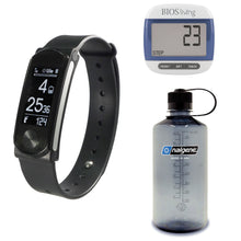 Load image into Gallery viewer, BIOS Living Exercise Bundle, inlcuding 32 oz. Narrow Mouth Nalgene Bottle in Gray, Fitness Tracker Watch &amp; Pedometer
