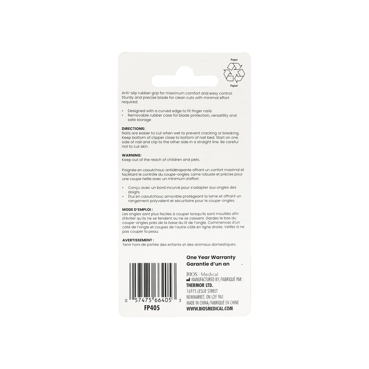 Nail Clipper With Rubber Case pkg back