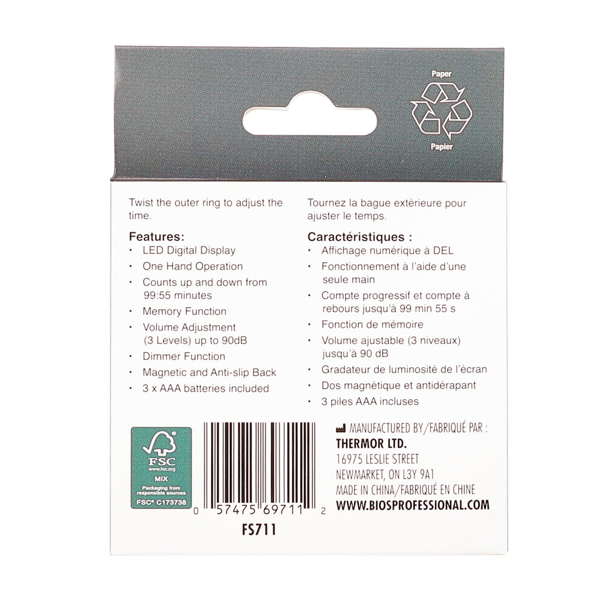 ROTARY KITCHEN TIMER packaging back