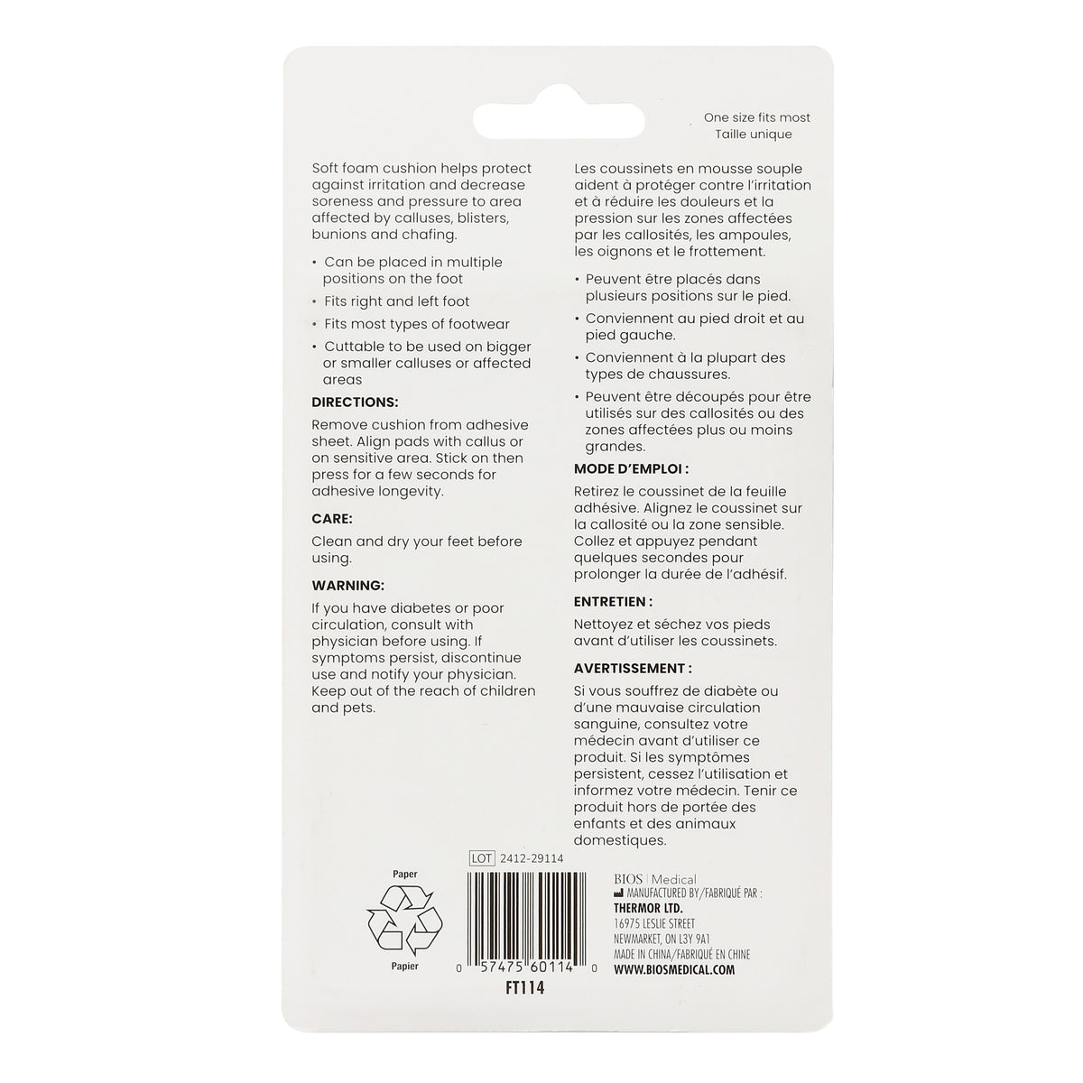 Callus Cushions package back