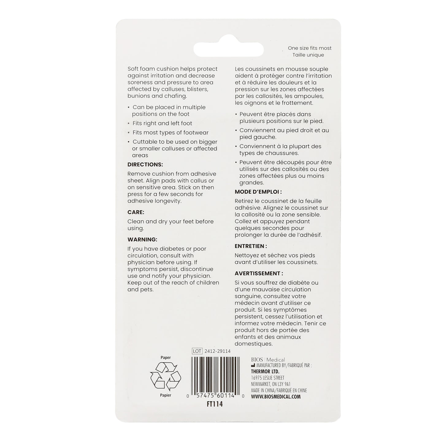 Callus Cushions package back