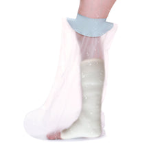 Load image into Gallery viewer, side view of a persons leg with the cast protector on

